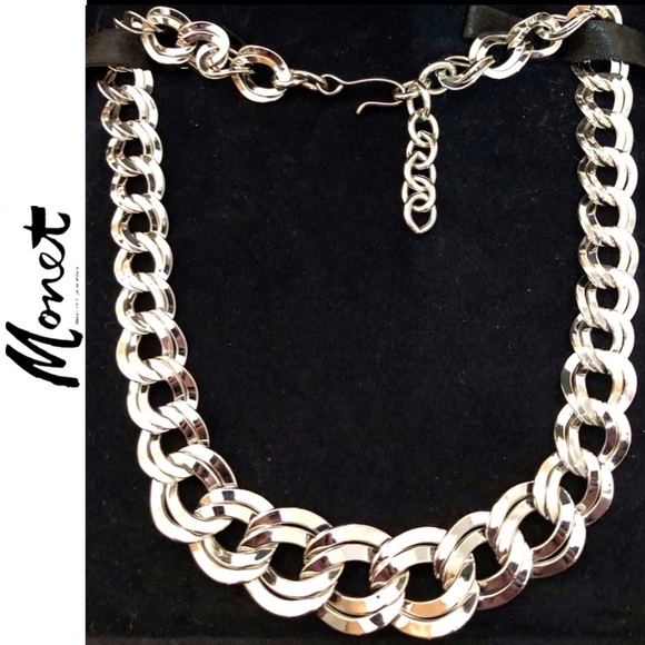 NEW RARE Vintage 80’s Monet Chunky Graduated Curb Chain Necklace - Picture 8 of 10